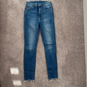 MOTHER Blue Denim Jeans with Copper Button